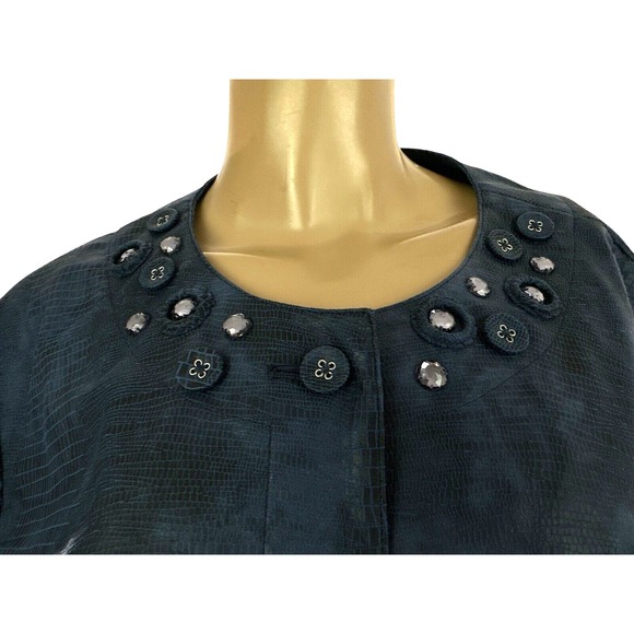 Alfred Dunner Blue Jacket Size 20 Button-up Long Sleeve Crystal Decoration - Picture 3 of 6